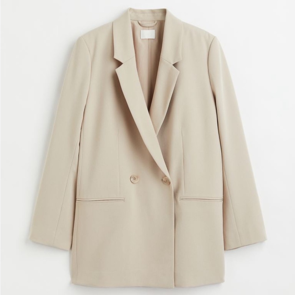 H&M Beige Double-Breasted Blazer